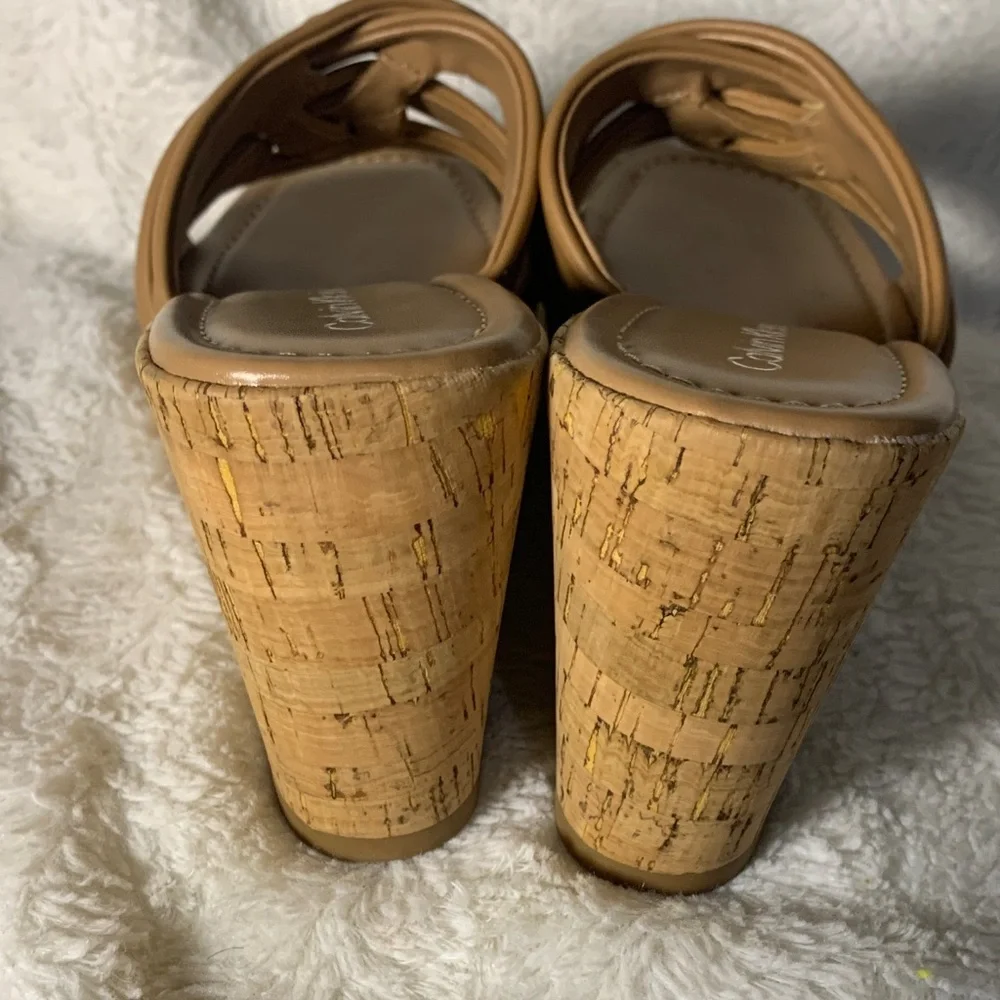 NWOT Calvin Klein Women's Beige Wedge Sandals - Picture 3 of 7
